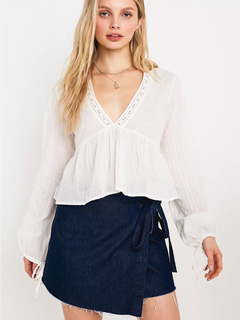 UO Acadia Balloon Sleeve Babydoll Top